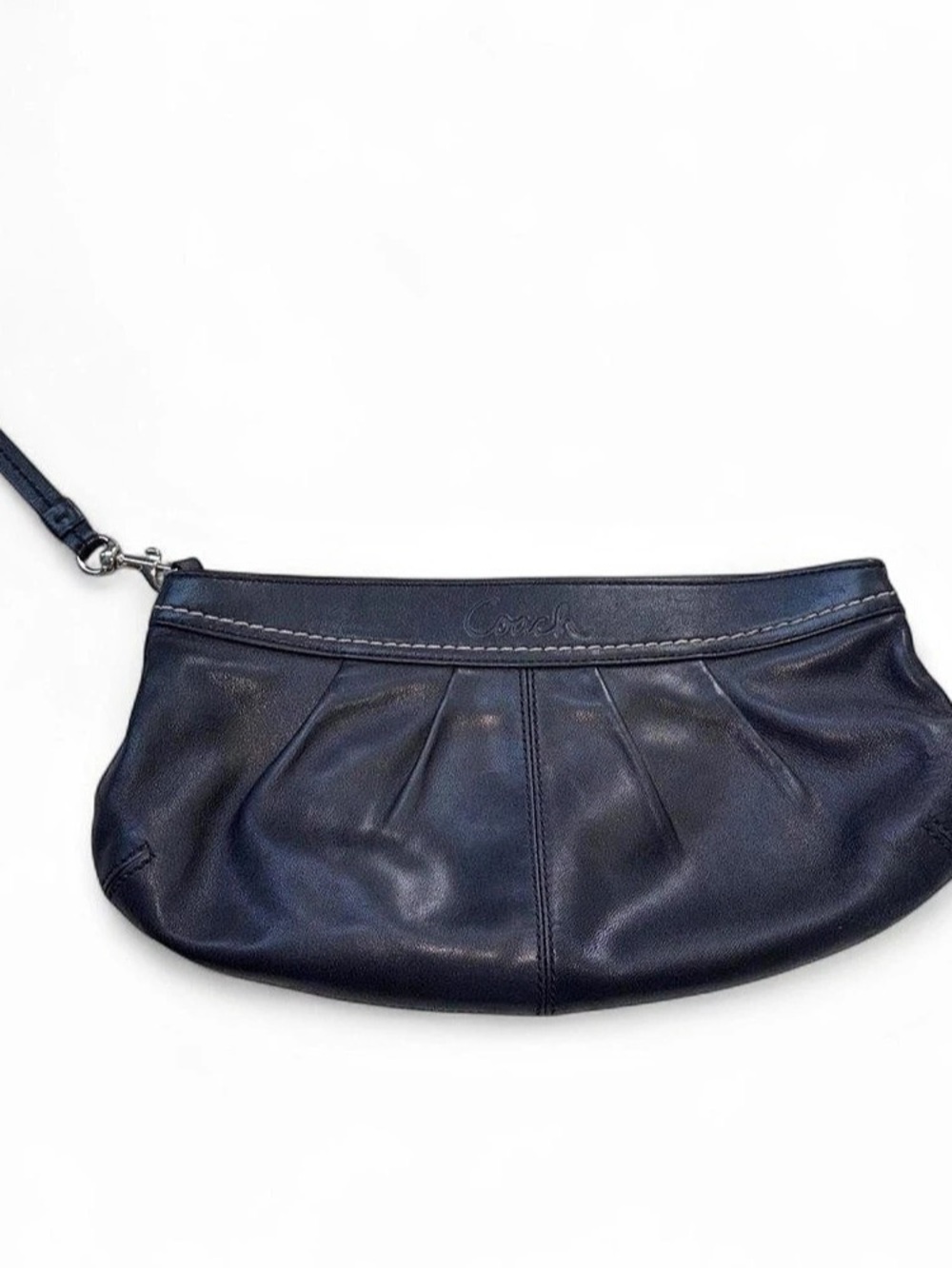 Coach Soho Pleated Leather Wristlet in Black